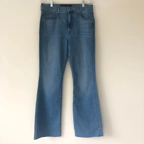 Veronica Beard Cameron Stretch-Cotton Boot-Cut Raw Hem High RiseJeans Nova31